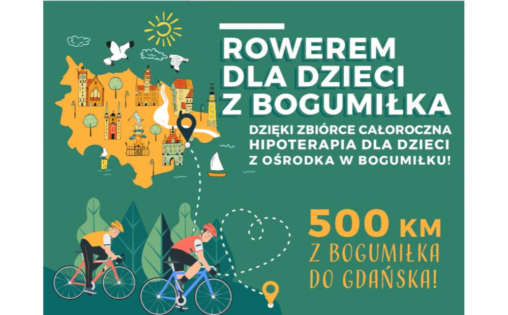: Plakat promujący akcję: Rowerem dla dzieci z Bogumiłka.